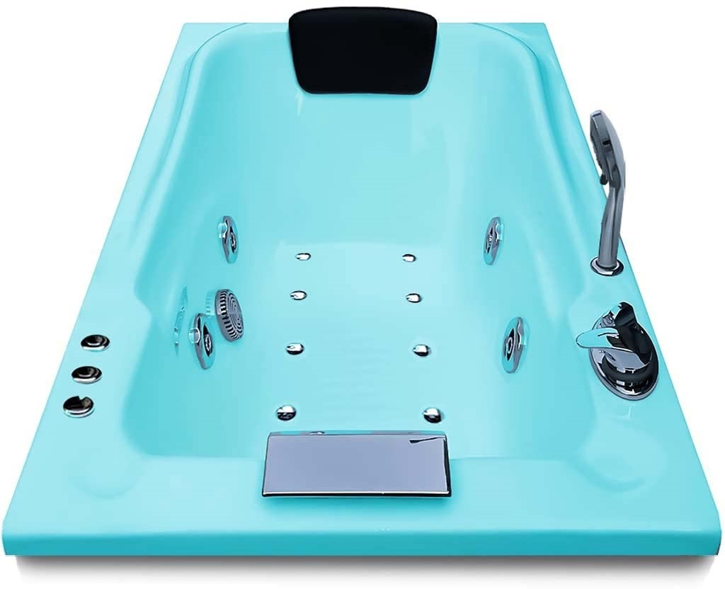 Voyage 5.5 Ft Tub with Jacuzzi, Bubble, Filler & Side Panel - Cyan Blue Free-standing Bathtub (100 or Above L)