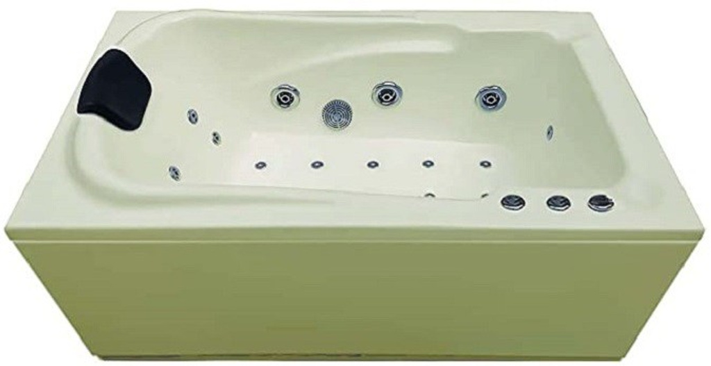 Bonn 4.5 Ft Jacuzzi with Bubble Bath and Back Massage - Ivory Free-standing Bathtub (100 or Above L)