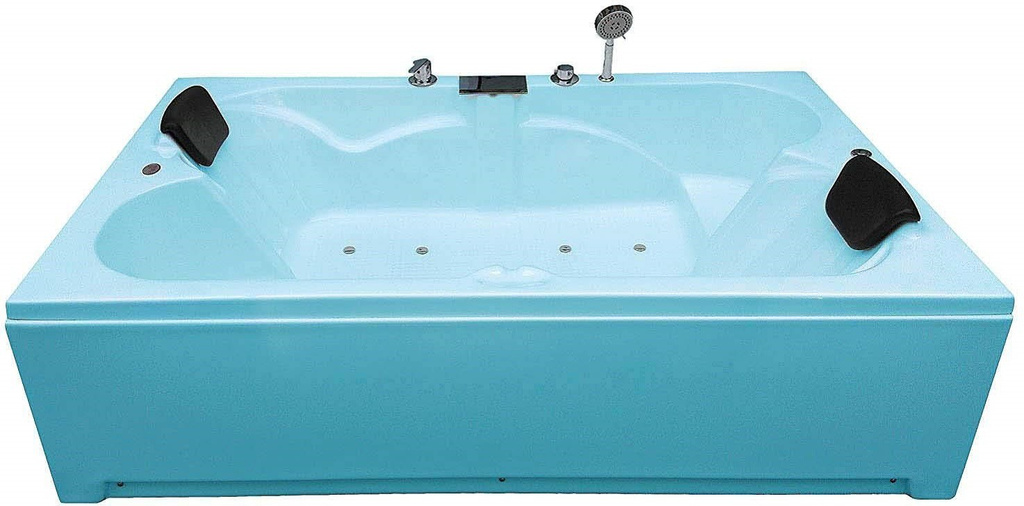 6 Feet Bathtub with Bubble Bath and Filler System - Cyan Blue Free-standing Bathtub (100 or Above L)