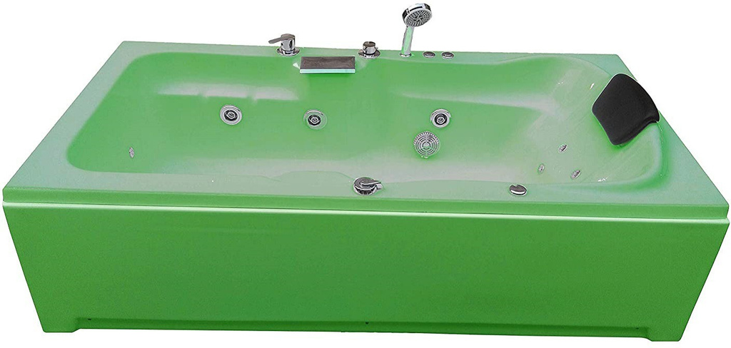 Elegant 6 Ft Jacuzzi with Back Massage and Filler System - Green Free-standing Bathtub (100 or Above L)