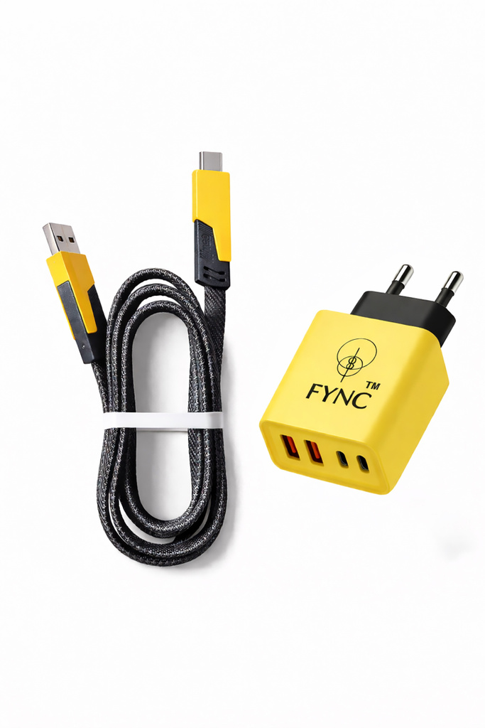 FYNC 120 W 2.4 A Dual Port Mobile Charger with Detachable Cable