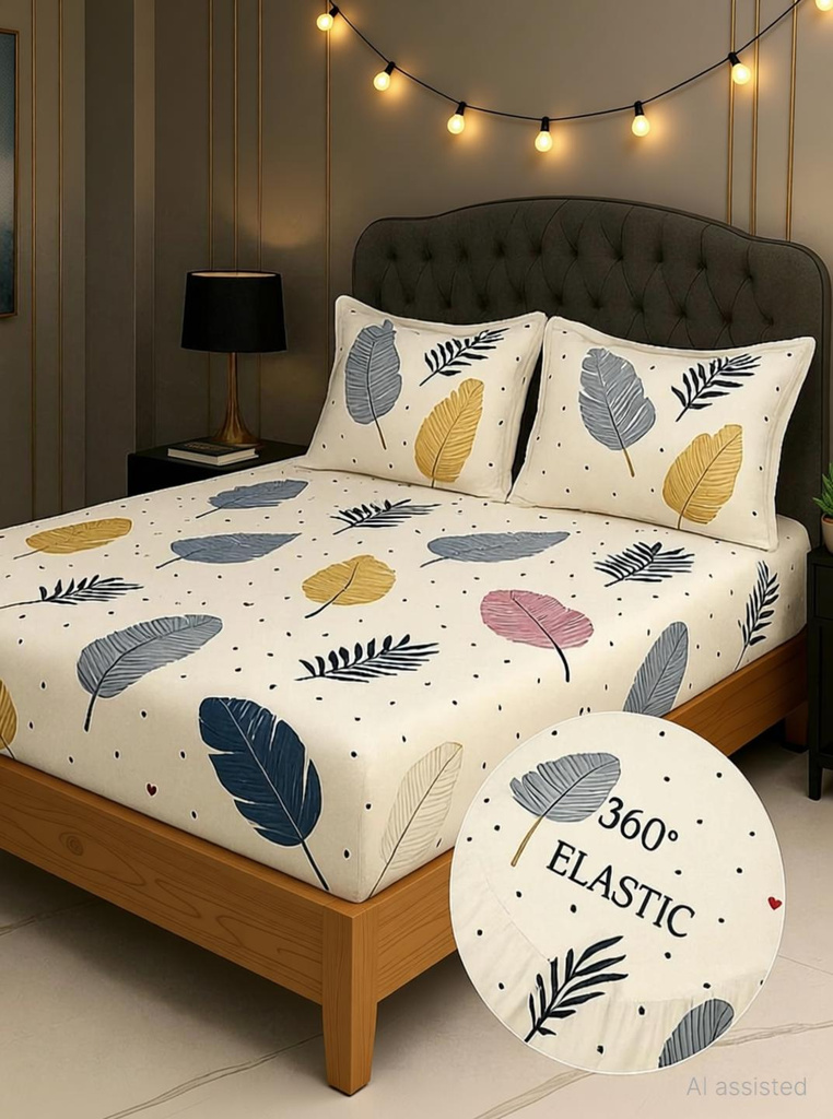 home garage cotton king fitted elastic 210 tc floral 1 bedsheet 2 pillow covers