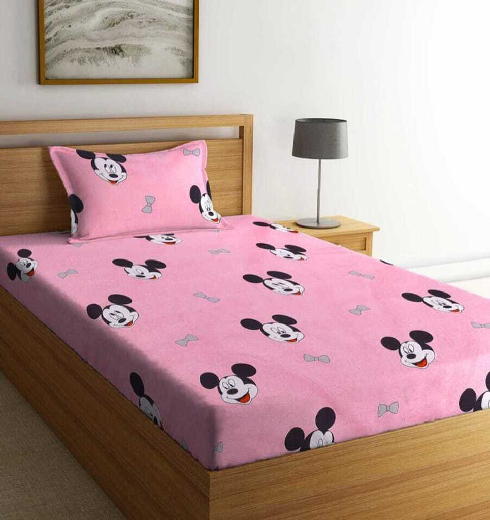 Decorum Polycotton Single Flat 160 TC Cartoon 1 Bedsheet