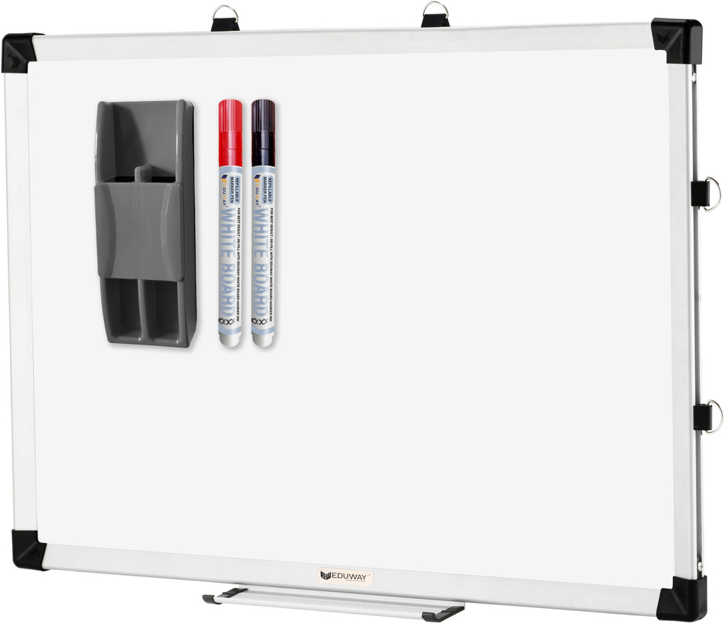 eduway 2x2 ft non magnetic white board duster 2 markers tray 4 pc set