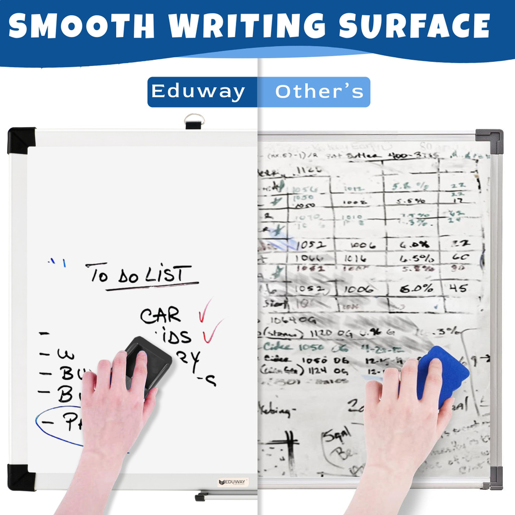 eduway 2x3 ft non magnetic white board duster 2 markers tray 4 pc set