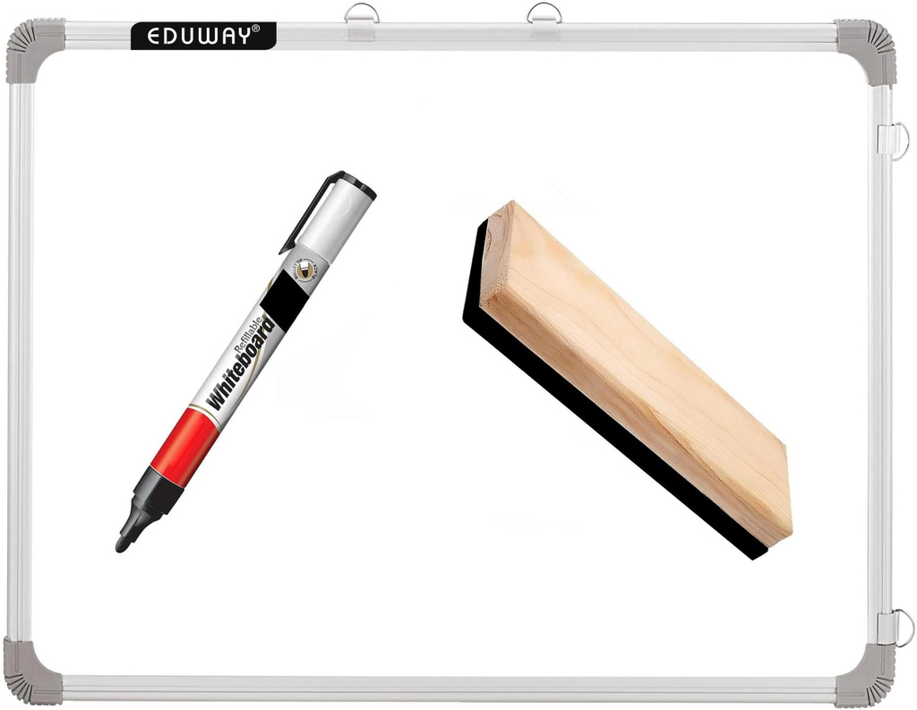 eduway non magnetic non magnetic 2x2 feet double sided whiteboard duster marker front dry erase reverse chalk board glossy surface robust aluminum frame 60x60 cms whiteboards combos
