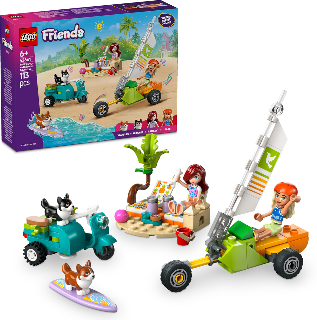 Friends Surfing Dogs and Scooter Adventure Building Toy 42641 (113 Blocks) (Multicolor)