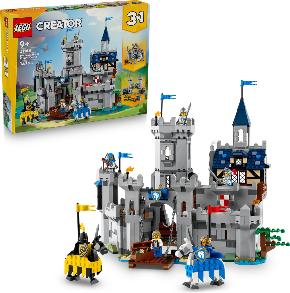 LEGO Creator 3in1 Medieval Horse Knight Castle Playset Building Toy 31168