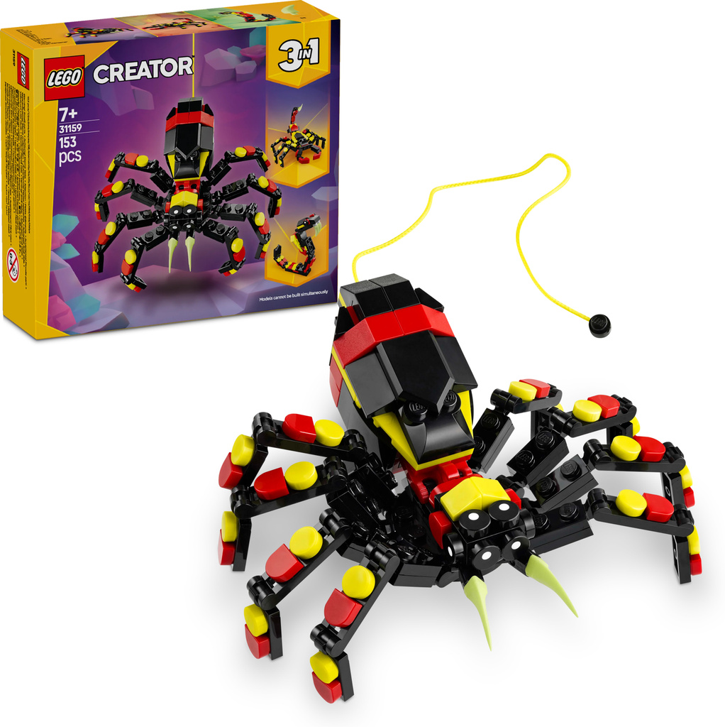 Creator 3in1 Wild Animals: Surprising Spider Toy Playset 31159 (153 Blocks) (Multicolor)