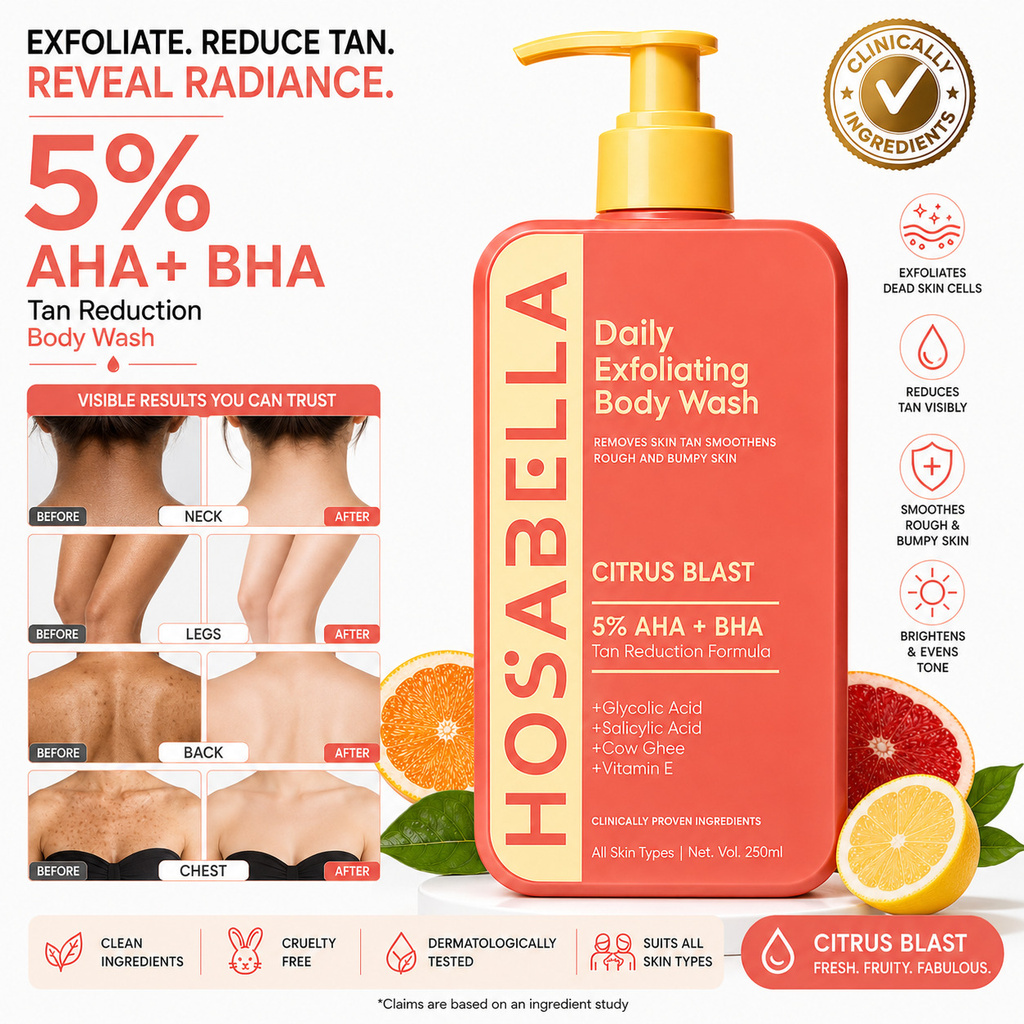 hosabella citrus blast body wash salicylic acid 5 aha bha detan formula