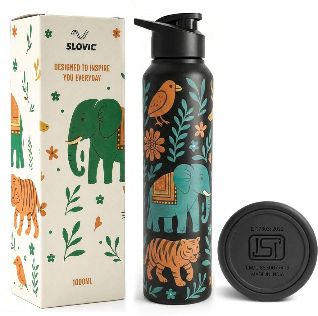SLOVIC Water Bottle | BPA Free & leak-Proof Steel Water Bottle 1000 ml Stainless Steel Bottle