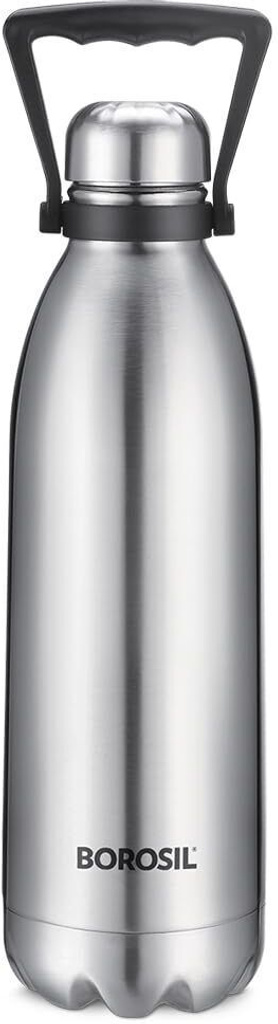 BOROSIL 1800ml Bolt 24 Hours Hot and Cold, Double Wall Vaccum Insulated Flask Bottle 1800 ml Steel Bottle