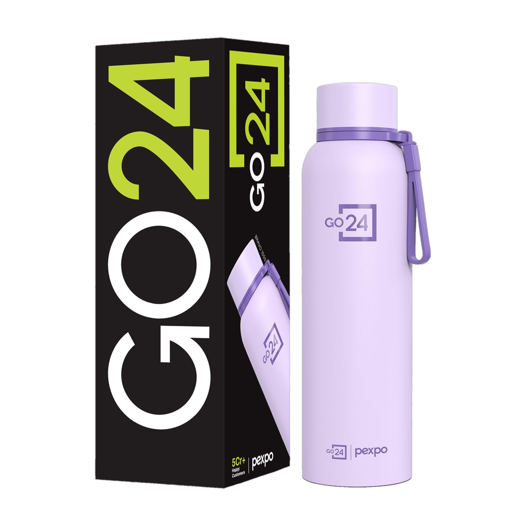 go24 water bottle stainless steel hot cold flask isi certified…
