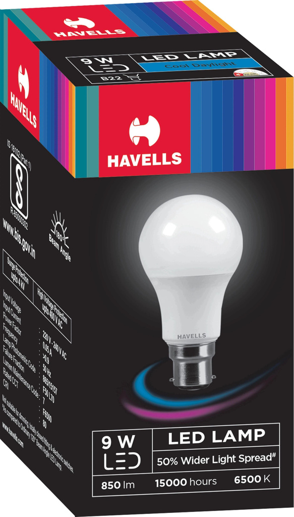 havells 9 w basic round b22 led bulb