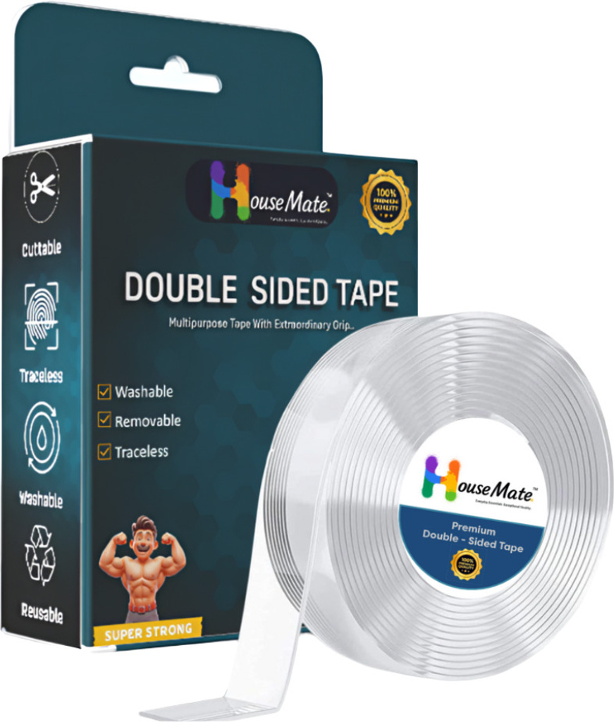 housemate double sided nano tape heavy duty strong adhesive removable washable multipurpose transparent mounting manual