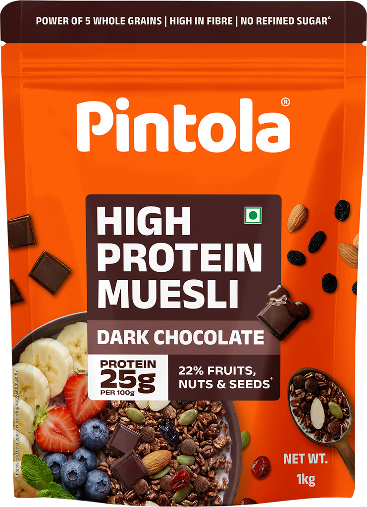 Pintola High Protein Muesli Dark Chocolate & Cranberry , 25g Protein Pouch
