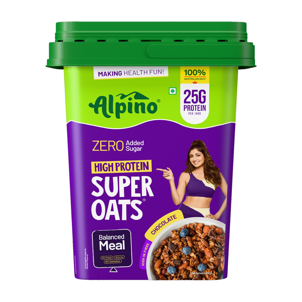 ALPINO 25g High Protein Super Oats Chocolate 2.5kg, Nuts & Seeds, No Added Sugar & Salt Jar
