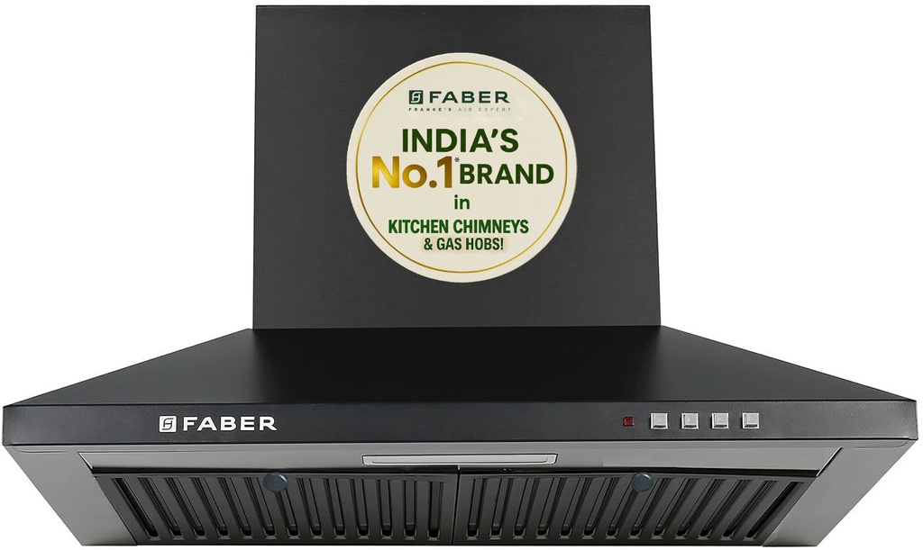 FABER HOOD PLUTO PB BF BK 60 1000 CMH 60 cm Pyramid Shape 60cm|3 Layer Baffle filter|Powerful suction |Low Noise Chimney