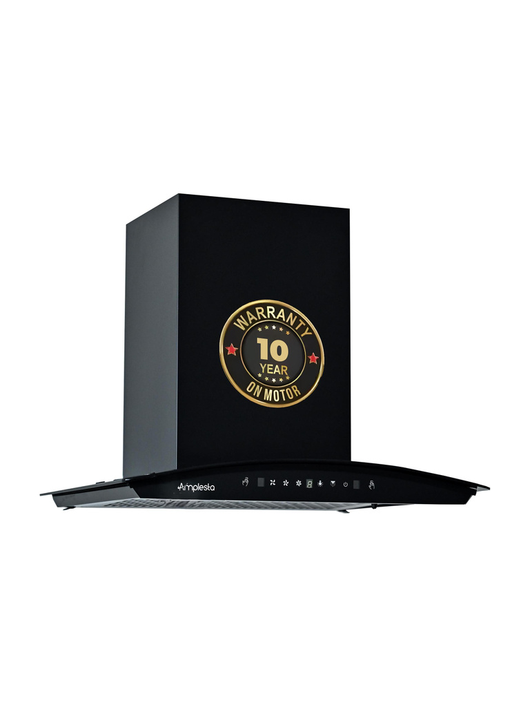 Stella 60cm,1350 cmh, Touch & Gesture Control, Filterless 1350 CMH 60 cm Auto Clean Chimney (Wall Mounted, Black)