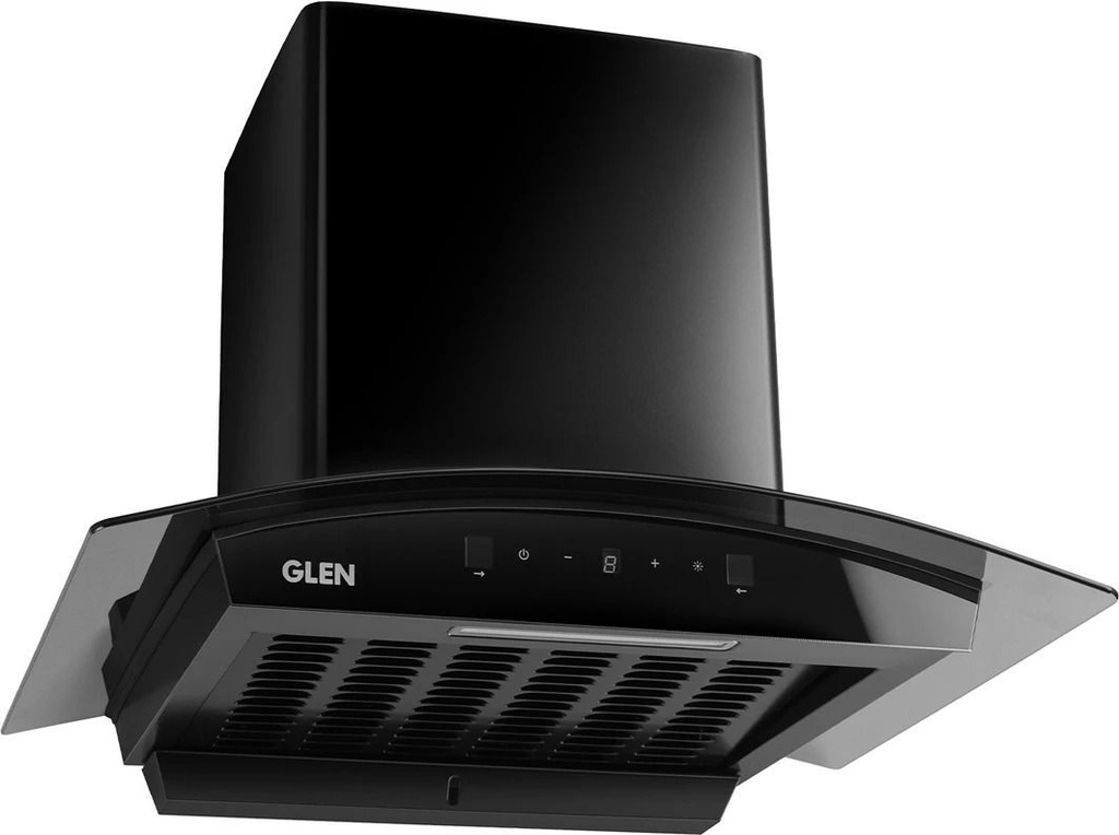 Glen ISPA AC BL 60CM 1200 CMH 60 cm Curved Glass 60 cm|Digital Display|Touch & Gesture Control| Autoclean| Filterless|Powerful Suction | Low Nois Auto Clean Chimney
