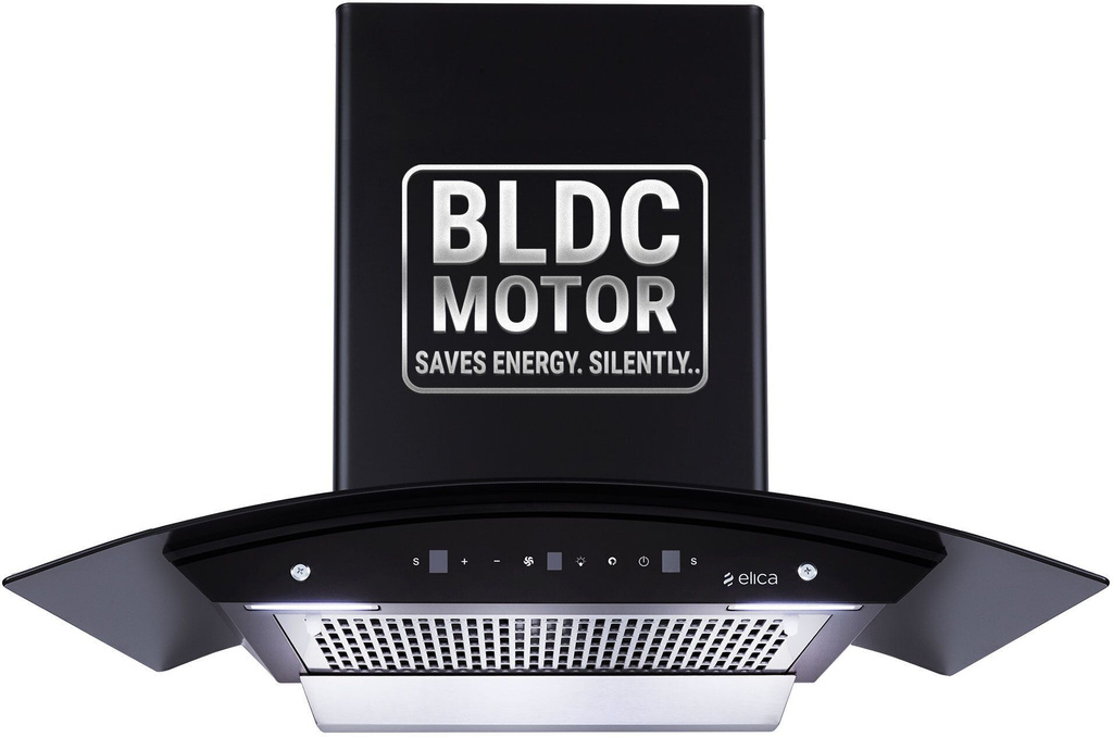 Elica WDFL 900 BLDC HAC LTW MS NERO 1500 CMH 90 cm Curved Glass 90 CM | BLDC Motor | 15 Years Motor Warranty|Heat Autoclean| Gesture Control| Filterless|Powerful Suction | Low Noise Auto Clean Chimney