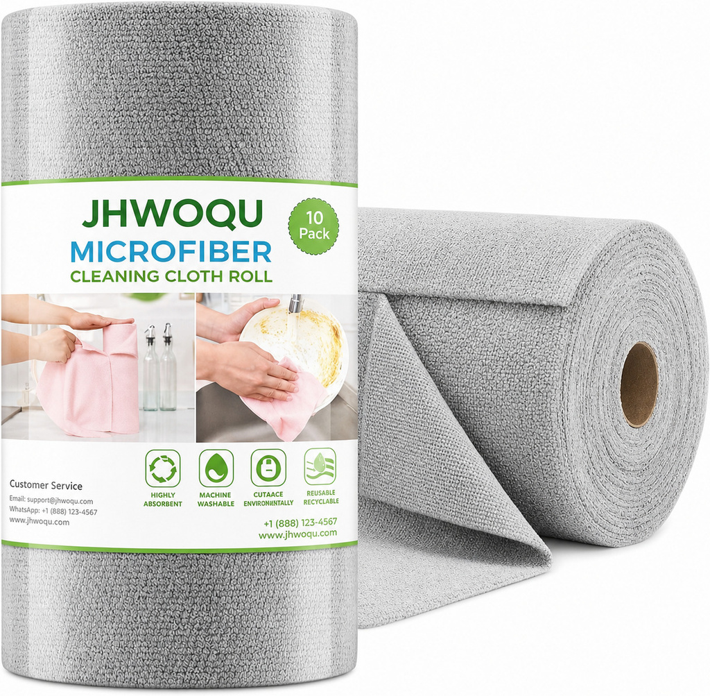 jhwoqu microfiber cleaning cloth roll reusable washable super absorbent kitchen car wet dry microfiber sponge