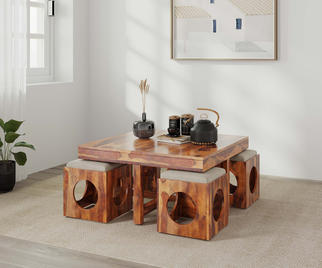 Solid Wood Coffee Table (Finish Color - Honey Finish, Pre-assembled)