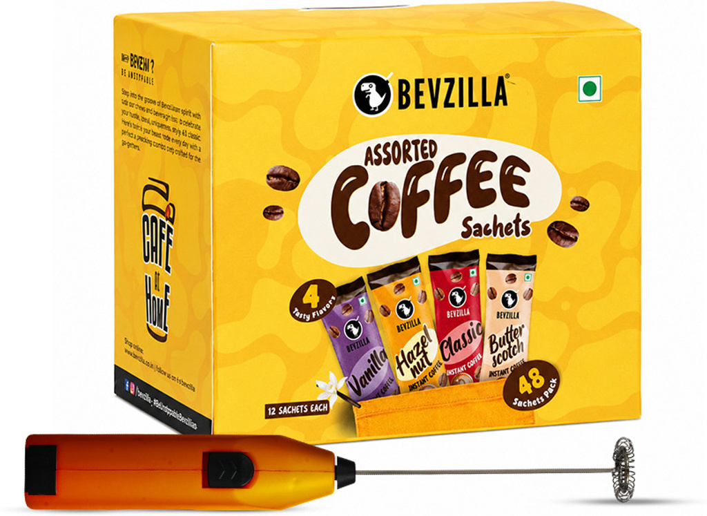 bevzilla 48 assorted coffee powder sachet frother caf kit instant