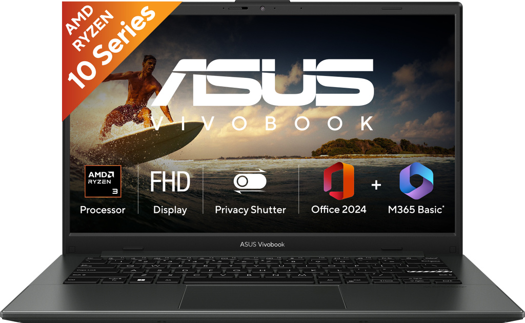 ASUS Vivobook Go 14 (2026) with Office 2024 + M365 Basic AMD Ryzen 3 Quad Core 30 - (8 GB/512 GB SSD/Windows 11 Home) E1404FA-EB1414WS Thin and Light Laptop