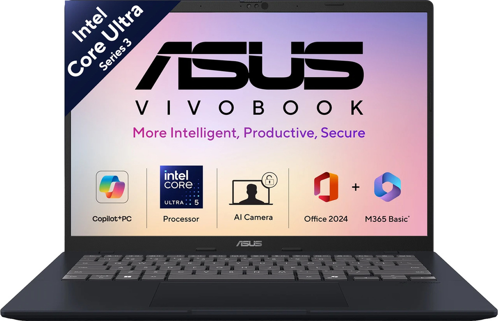 ASUS Vivobook 14 (2026) AI PC with Office 2024 + M365 Basic*, Copilot+ PC Intel Core Ultra 5 Series 3 325 - (16 GB/512 GB SSD/Windows 11 Home) X1407AA-LY027WS Thin and Light Laptop