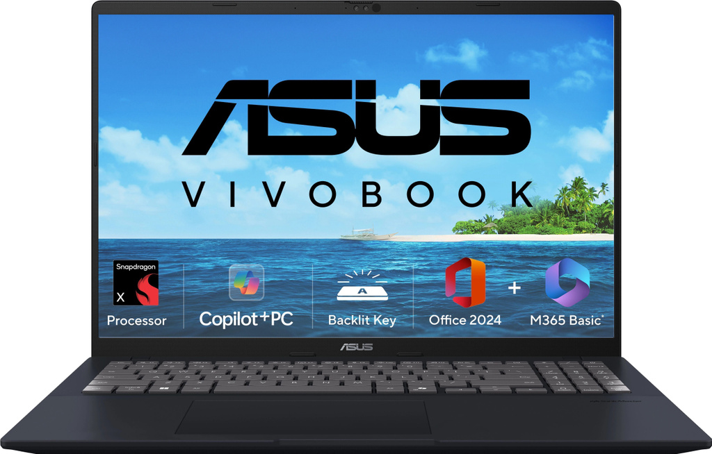 ASUS Vivobook 16 (2025), Copilot + PC with Backlit Keyboard, AI PC, Snapdragon X - (16 GB/512 GB SSD/Windows 11 Home) X1607QA-MB049WS Thin and Light Laptop