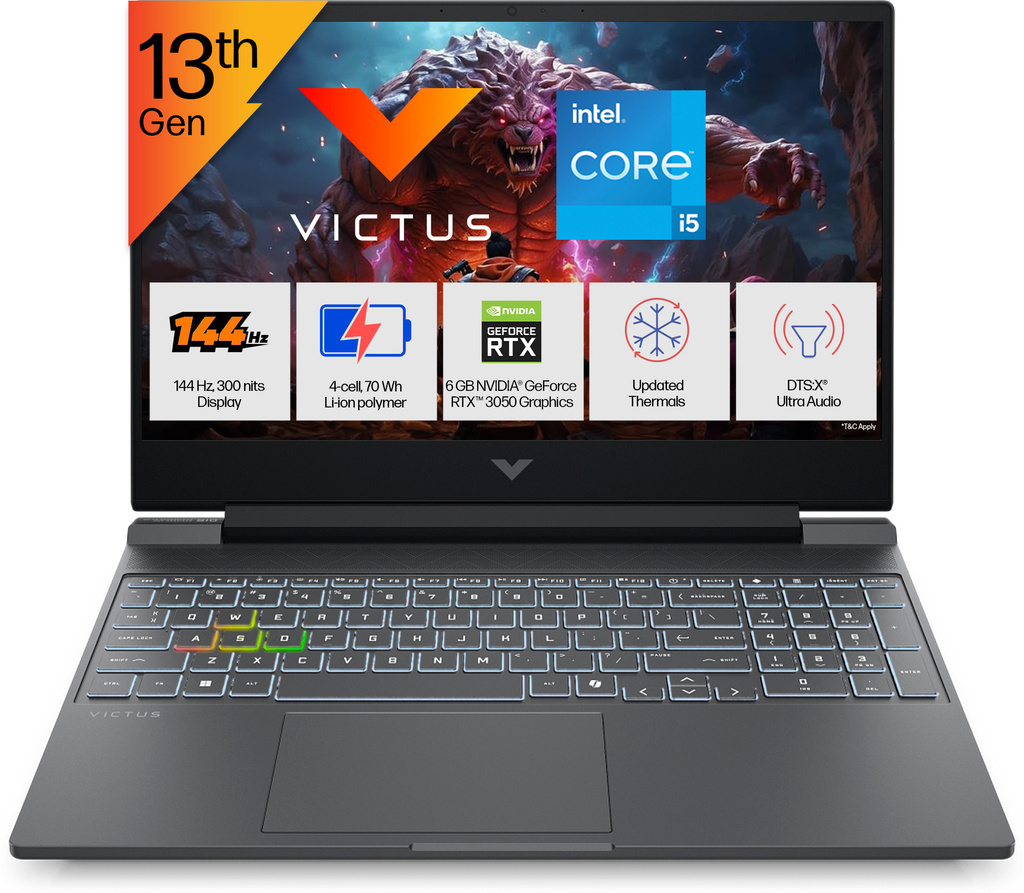 HP Victus Intel Core i5 13th Gen 13420 H - (16 GB/512 GB SSD/Windows 11 Home/6 GB Graphics/NVIDIA GeForce RTX 3050) 15-fa2196tx Gaming Laptop