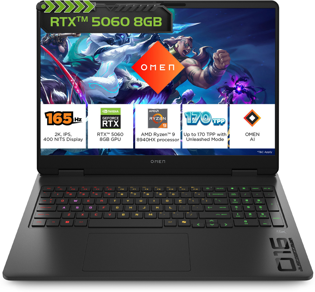hp omen amd ryzen 9 16 core 8940hx 24 gb 1 tb ssd windows 11 home 8 gb graphics nvidia geforce rtx 5060 16 ap0181ax gaming laptop