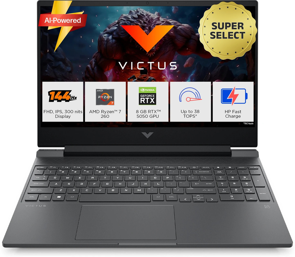 hp victus ai amd ryzen 7 octa core 260 24 gb 1 tb ssd windows 11 home 8 gb graphics nvidia geforce rtx 5050 15 fb3185ax gaming laptop