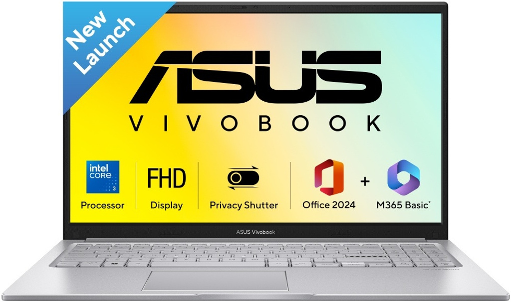 ASUS Vivobook 15 (2026) Intel Core 3 100U - (8 GB/512 GB SSD/Windows 11 Home) X1504VAP-IN005WS Thin and Light Laptop (15.6 inch, Cool Silver, 1.7 kg, With MS Office)
