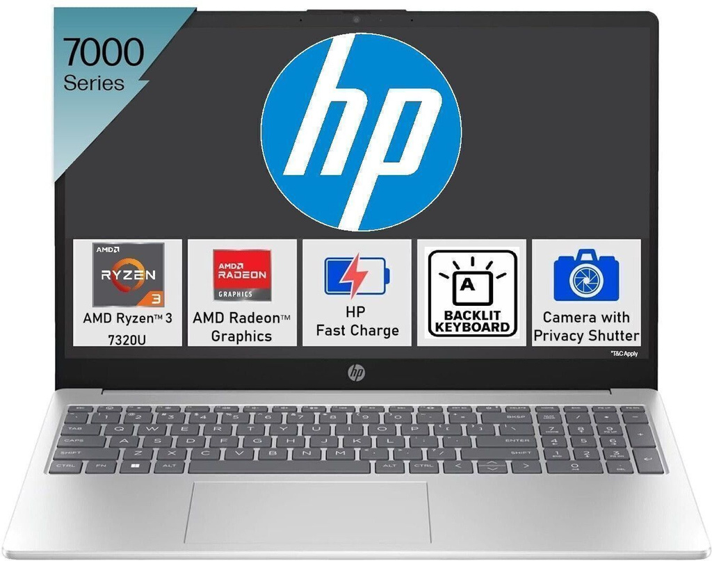 HP 15s Backlit Keyboard AMD Ryzen 3 Quad Core 7320U - (8 GB/512 GB SSD/Windows 11 Home) 15-fc0026AU Thin and Light Laptop