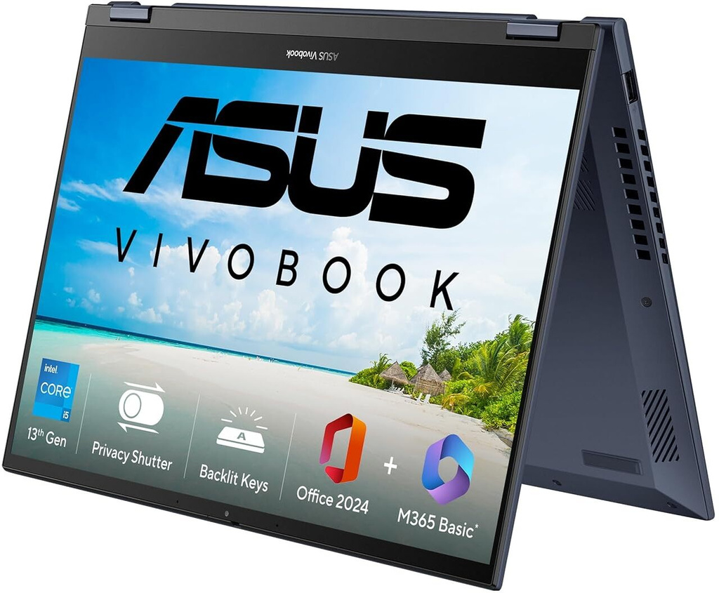 ASUS Vivobook S14 Flip (2025) with Office 2024 + M365 Basic*, Metallic Design, Intel Core i5 13th Gen - (16 GB/512 GB SSD/Windows 11 Home) TP3402VAO-LZ619WS 2 in 1 Laptop