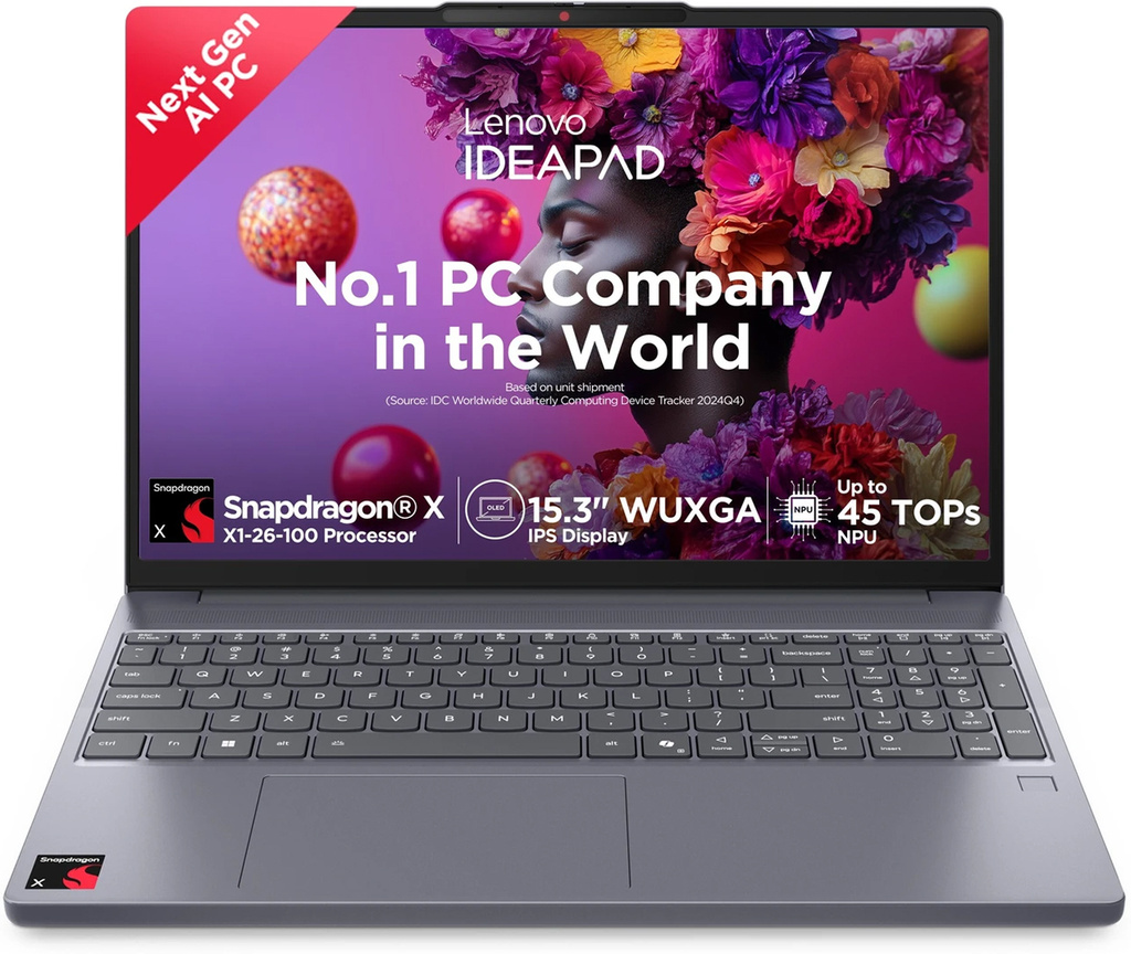 Lenovo IdeaPad Slim 3 with 1Yr ADP Snapdragon X - (16 GB/1 TB SSD/Windows 11 Home) 15Q8X10 Thin and Light Laptop