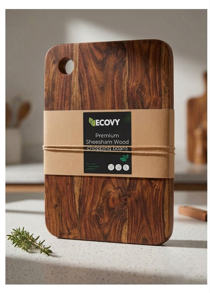 SHEESHAM Wood Thick Chopping Board(12x8x1inch) For Fruits & Vegetable & Meat Wooden Cutting Board (Brown Pack of 1)