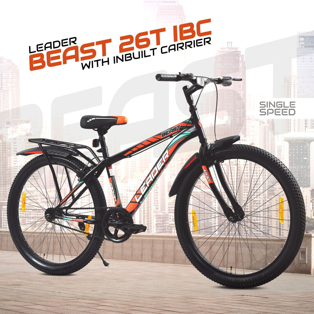 LEADER Beast 26T IBC Premium City Bike/Cycle with inbuilt Carrier 26 T (inch) Mountain Cycle