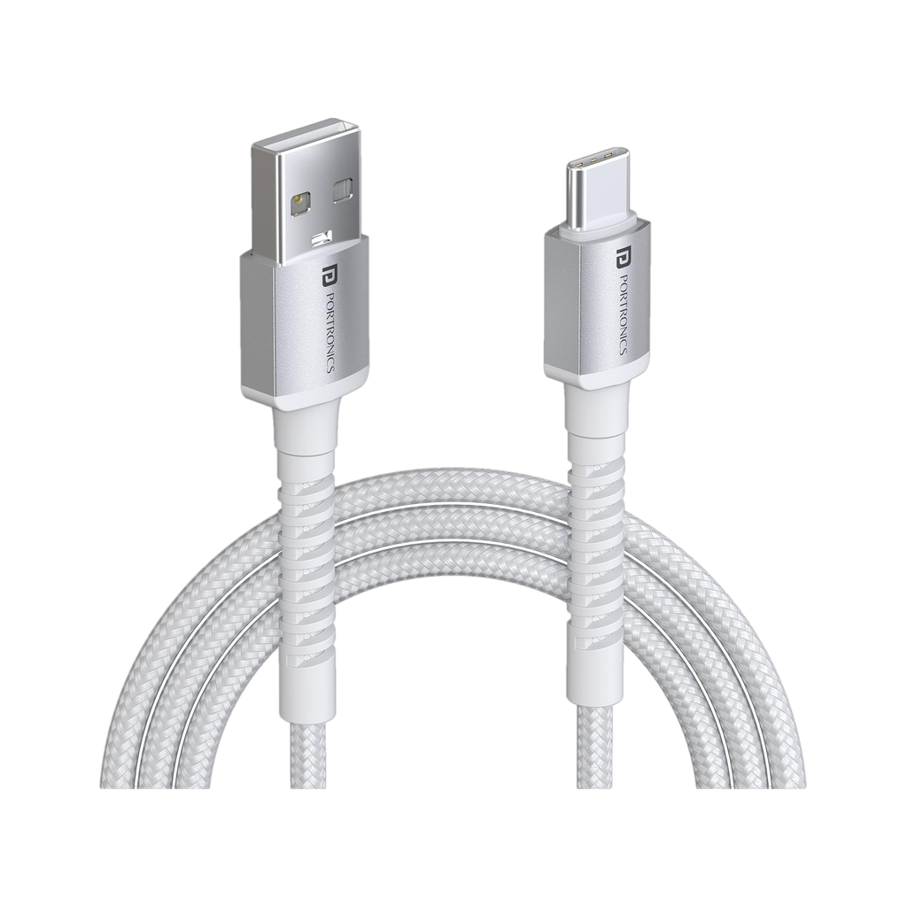 portronics usb type c cable 3 2 m konnect x nylon braided fast charging data sync