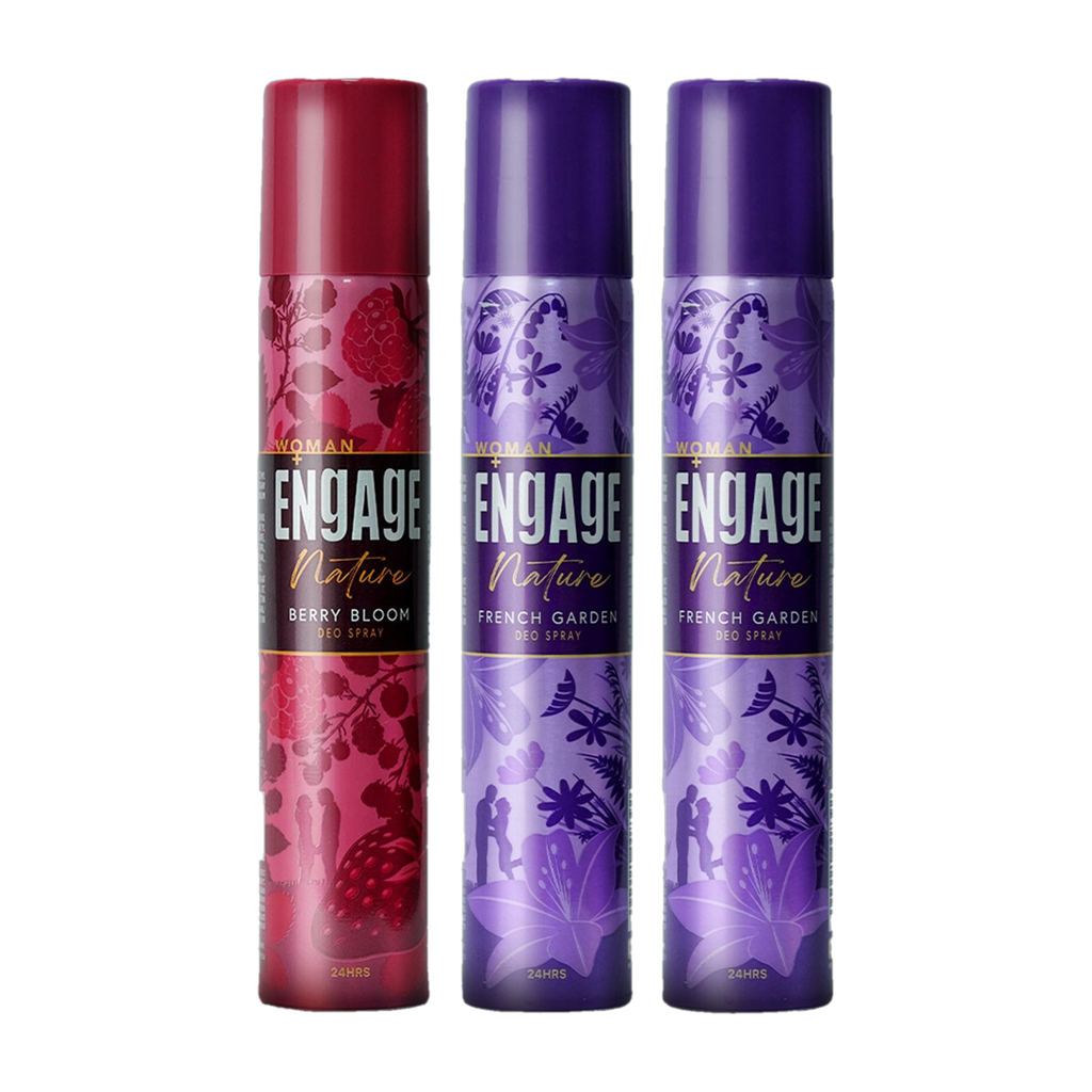 Engage Nature Deo: 2 French Garden & 1 Berry Bloom (150ml X 3) Deodorant Spray  -  For Women