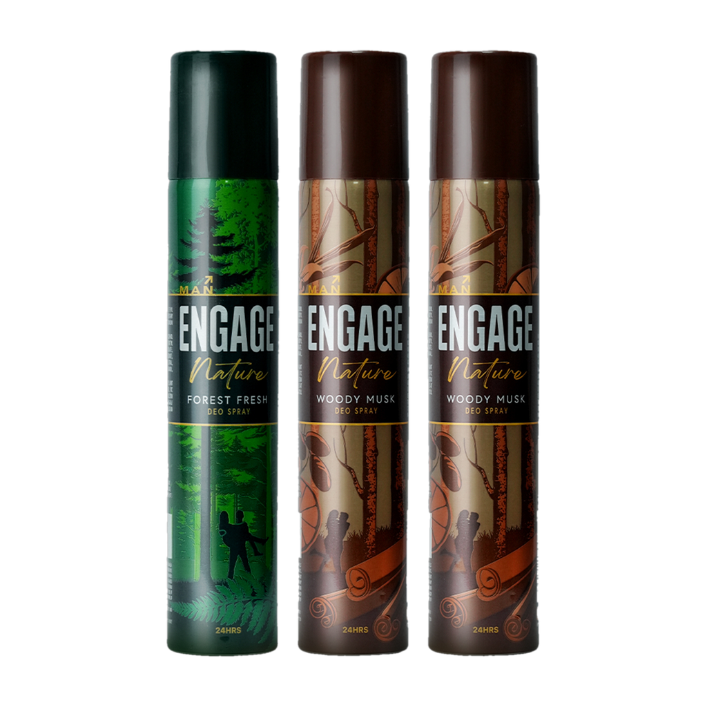 Engage Nature Deo: 2 Woody Musk & 1 Forest Fresh (150ml X 3) Deodorant Spray  -  For Men