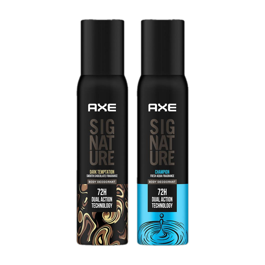 AXE SIGNATURE SIGNATURE Dark Temptation and Champion Deodorant No Gas Body Perfume Deodorant Spray  -  For Men