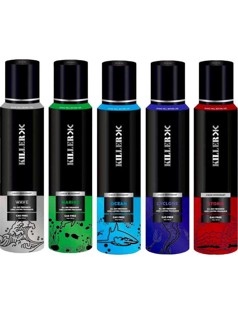 Wave, Storm, Marine, Cyclone, Ocean No Gas Deodorant Body Spray  -  For Men & Women (750 ml, Pack of 5)