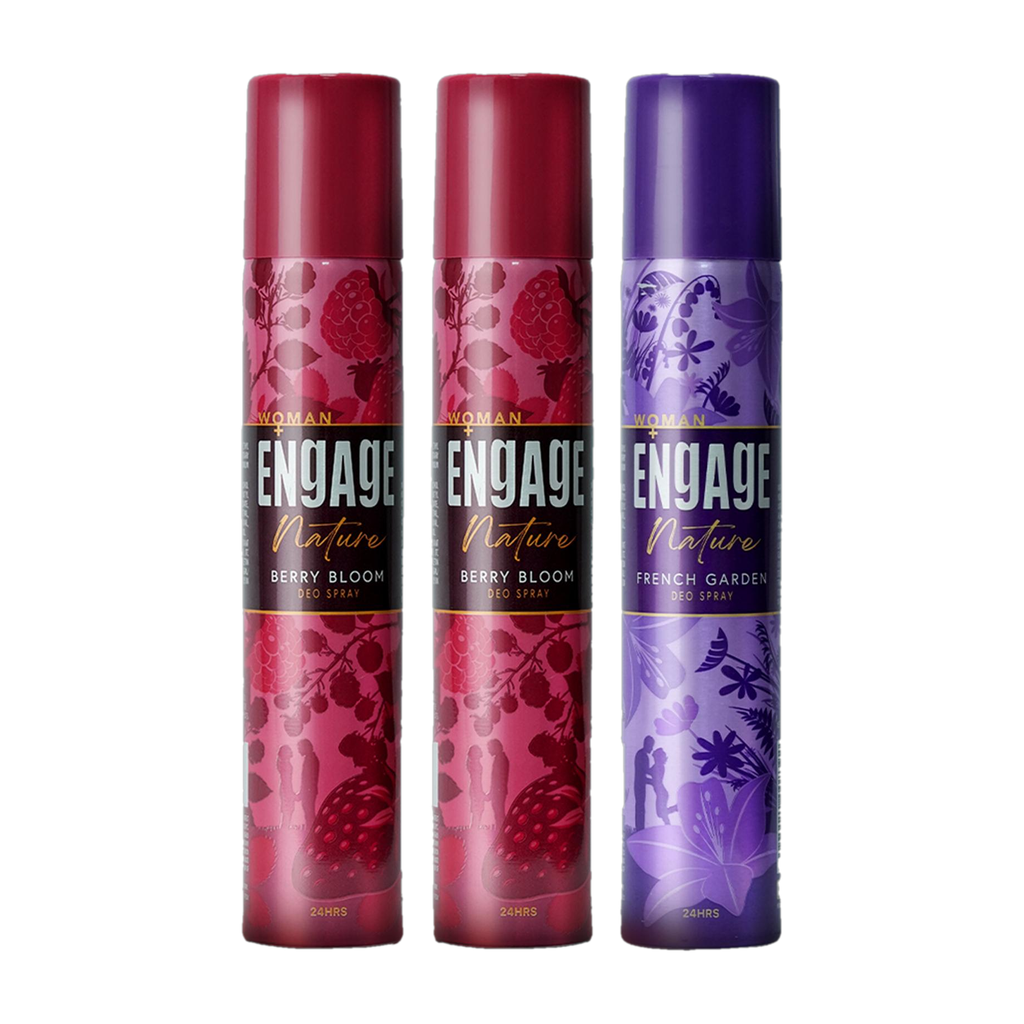Engage Nature Deo: 2 Berry Bloom & 1 French Garden (150ml X 3) Deodorant Spray  -  For Women
