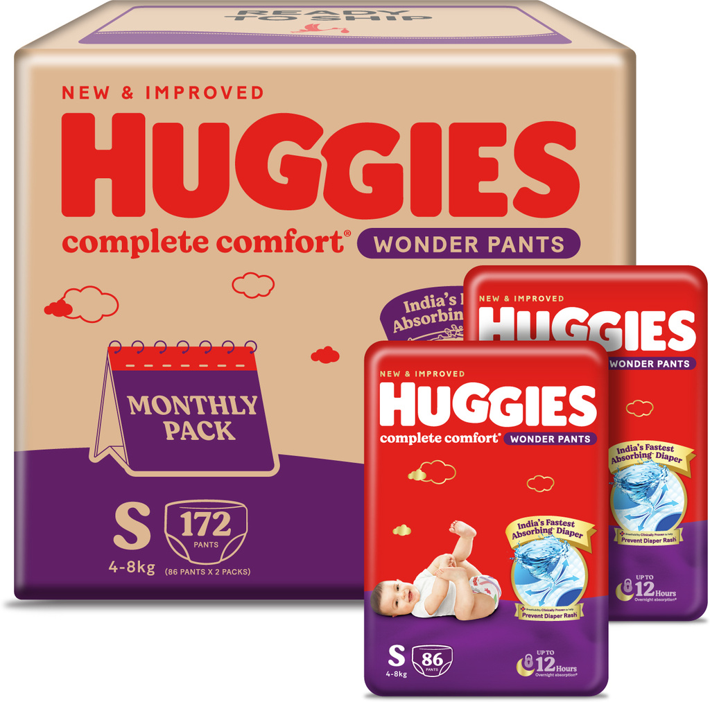 Huggies Complete Comfort Wonder Pants, India's Fastest Absorbing Diaper | Pant Diapers - S