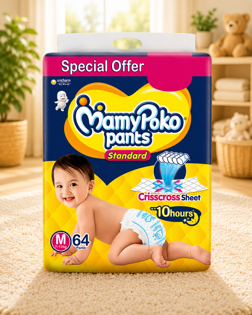 10 Hours Dryness Care Pack Pant Diapers - M (64 Pieces)