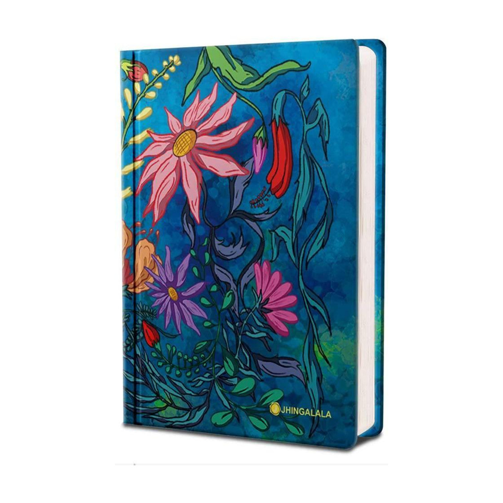 Jhingalala Sea Bloom Hard Bound Undated A5 Diary Notebook (20 X 14.5 CM, 80 GSM, 190 Ruled Perforated Pages) Diary for Writing, Gift for Friend, Personal Diary A5 Notebook Ruled 190 Pages