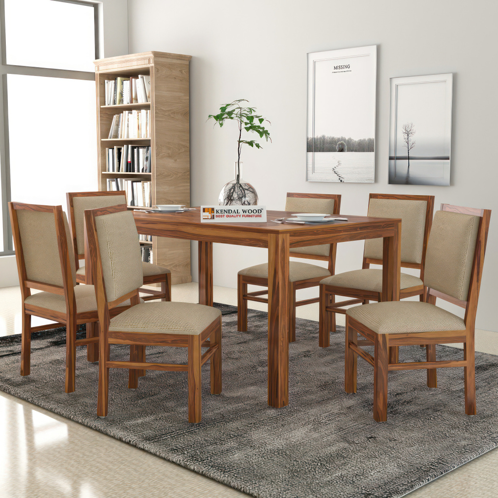 Kendalwood Furniture Premium Dining Room Furniture Wooden Dining Table with 6 Chairs Solid Wood 6 Seater Dining Set